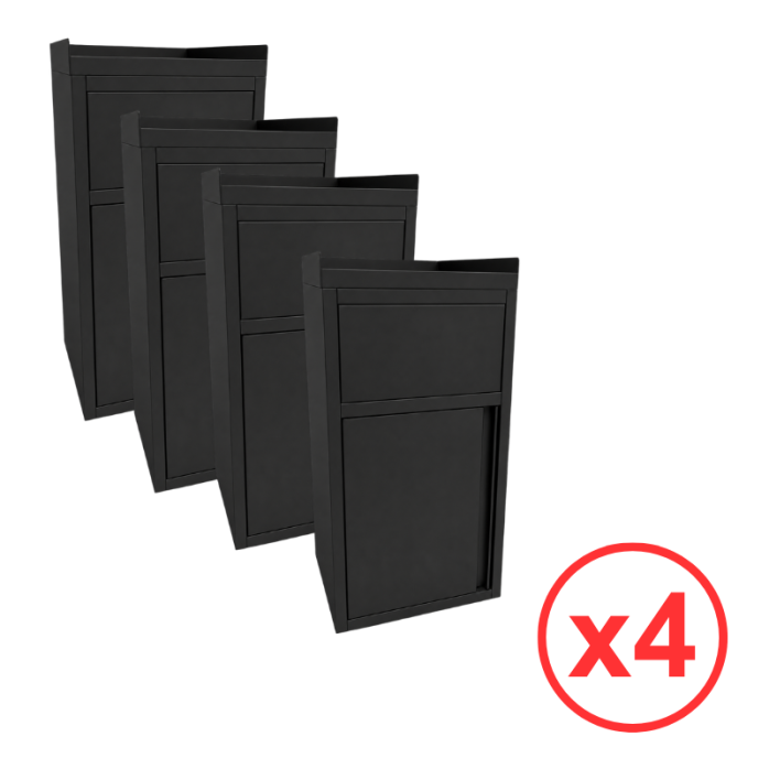 Lot de 4 poubelles snack en inox avec bac plastique (560x530x1230mm) PREMIUM - GOLDINOX