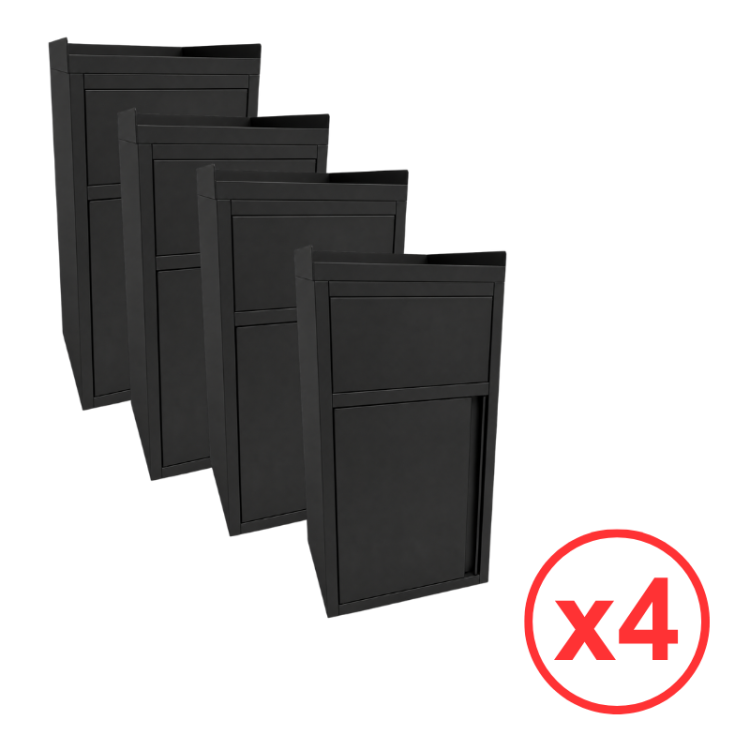 Lot de 4 poubelles snack en inox avec bac plastique (560x530x1230mm) PREMIUM - GOLDINOX