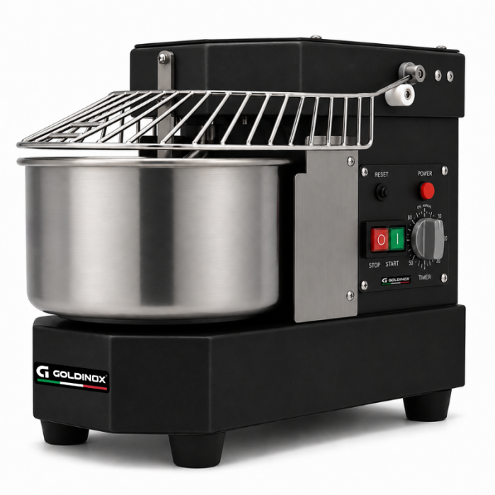 Pétrin à pâte noir 8 Litres sur pieds avec tête et cuve fixe (220V) PREMIUM - GOLDINOX