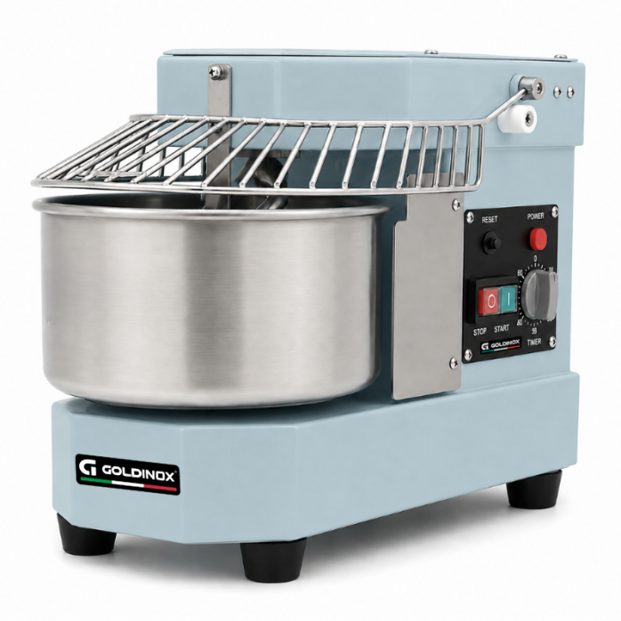 Pétrin à pâte bleu 8 Litres sur pieds avec tête et cuve fixe (220V) PREMIUM - GOLDINOX