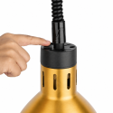 Lampe chauffante "CLOCHE" infrarouge suspendue en aluminium Or (Hauteur réglable et ampoule blanche) PREMIUM - GOLDINOX