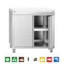 Meuble bas inox 800x700 mm avec plaque découpe Blanche PREMIUM - GOLDINOX