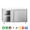 Meuble bas inox 1400x700 mm avec plaque découpe Blanche PREMIUM - GOLDINOX