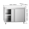 Meuble bas inox 1200x800 mm avec plaque découpe Blanche PREMIUM - GOLDINOX