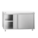 Meuble bas inox 1600x800 mm avec plaque découpe Blanche PREMIUM - GOLDINOX