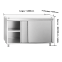 Meuble bas inox 2000x800 mm avec plaque découpe Blanche PREMIUM - GOLDINOX