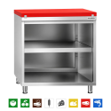 Meuble bas inox ouvert 800x600 mm avec plaque découpe Rouge PREMIUM - GOLDINOX