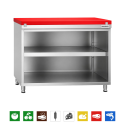 Meuble bas inox ouvert 1200x600 mm avec plaque découpe Rouge PREMIUM - GOLDINOX