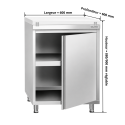 Meuble bas inox ouvert 600x600 mm avec plaque découpe Blanche PREMIUM - GOLDINOX