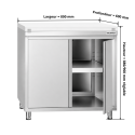 Meuble bas inox ouvert 800x600 mm avec plaque découpe Blanche PREMIUM - GOLDINOX