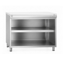 Meuble bas inox ouvert 1200x600 mm avec plaque découpe Blanche PREMIUM - GOLDINOX