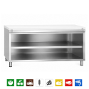 Meuble bas inox ouvert 1800x600 mm avec plaque découpe Blanche PREMIUM - GOLDINOX