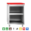 Meuble bas inox ouvert 600x700 mm avec plaque découpe Rouge PREMIUM - GOLDINOX