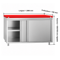 Meuble bas inox ouvert 2000x700 mm avec plaque découpe Rouge PREMIUM - GOLDINOX
