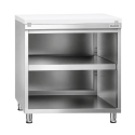 Meuble bas inox ouvert 800x700 mm avec plaque découpe Blanche PREMIUM - GOLDINOX