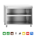Meuble bas inox ouvert 1200x700 mm avec plaque découpe Blanche PREMIUM - GOLDINOX