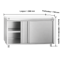 Meuble bas inox ouvert 2000x700 mm avec plaque découpe Blanche PREMIUM - GOLDINOX