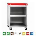 Meuble bas inox ouvert 600x700 mm sur roulettes avec plaque de découpe rouge PREMIUM - GOLDINOX
