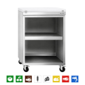 Meuble bas inox ouvert 600x700 mm sur roulettes avec plaque de découpe blanche PREMIUM - GOLDINOX