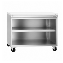 Meuble bas inox ouvert 1200x700 mm sur roulettes avec plaque de découpe blanche PREMIUM - GOLDINOX