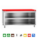 Meuble bas inox ouvert 1500x800 mm avec plaque découpe Rouge PREMIUM - GOLDINOX
