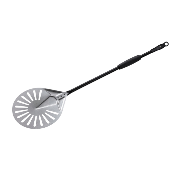 Pelle à pizza ronde Ø230mm perforée en aluminium (Ø230x1725mm) PREMIUM - GOLDINOX