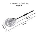 Pelle à pizza ronde Ø230mm perforée en aluminium (Ø230x1725mm) PREMIUM - GOLDINOX