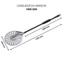 Pelle à pizza ronde Ø230mm perforée en aluminium (Ø230x1725mm) PREMIUM - GOLDINOX