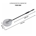 Pelle à pizza ronde Ø230mm perforée en aluminium (Ø230x1725mm) PREMIUM - GOLDINOX