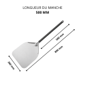 Pelle à pizza ronde Ø230mm perforée en aluminium (Ø230x1725mm) PREMIUM - GOLDINOX