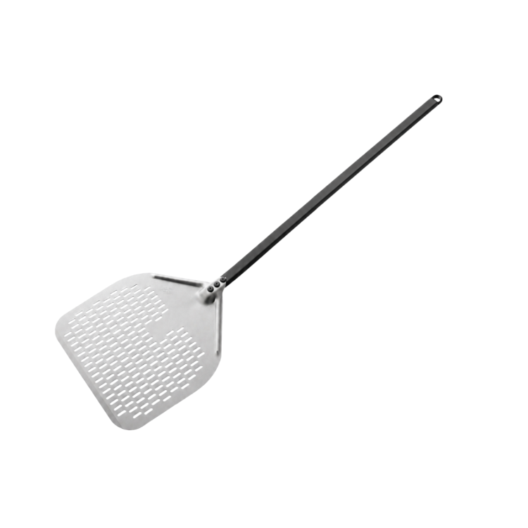 Pelle à pizza ronde Ø230mm perforée en aluminium (Ø230x1725mm) PREMIUM - GOLDINOX
