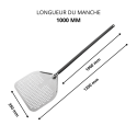 Pelle à pizza ronde Ø230mm perforée en aluminium (Ø230x1725mm) PREMIUM - GOLDINOX