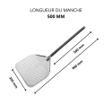 Pelle à pizza ronde Ø230mm perforée en aluminium (Ø230x1725mm) PREMIUM - GOLDINOX
