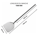 Pelle à pizza ronde Ø230mm perforée en aluminium (Ø230x1725mm) PREMIUM - GOLDINOX