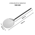 Pelle à pizza ronde Ø230mm perforée en aluminium (Ø230x1725mm) PREMIUM - GOLDINOX