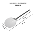 Pelle à pizza ronde Ø230mm perforée en aluminium (Ø230x1725mm) PREMIUM - GOLDINOX