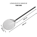 Pelle à pizza ronde Ø230mm perforée en aluminium (Ø230x1725mm) PREMIUM - GOLDINOX
