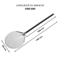 Pelle à pizza ronde Ø230mm perforée en aluminium (Ø230x1725mm) PREMIUM - GOLDINOX