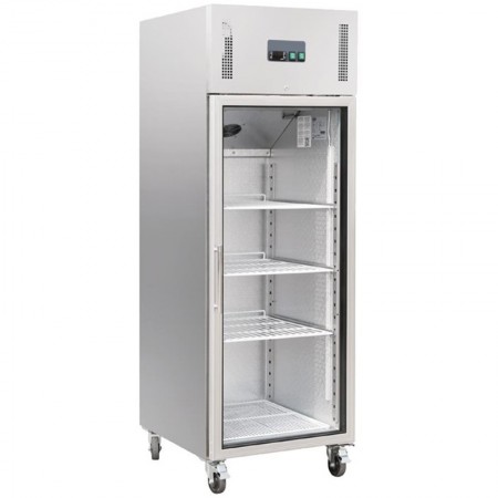 Réfrigérateur inox 600 L / GN 2/1 / 1 porte vitrée