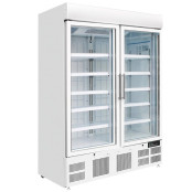 Congélateur blanc 920 L / 2 portes vitrées