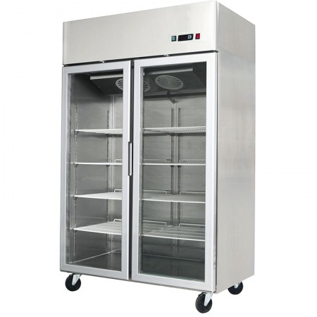 Réfrigérateur inox 900 L / Compact / 2 portes vitrées