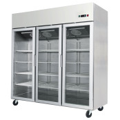 Congélateur inox 1390 L / Compact / 3 portes vitrées