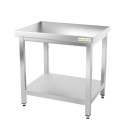 Table de travail inox avec étagère inférieure profondeur 800 mm