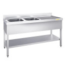 Plonge inox 2 Bacs - Profondeur 600 mm