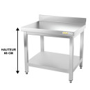  Table de travail inox soubassement avec dosseret profondeur 500 mm