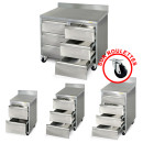 Meuble tiroirs inox sur roulettes avec dosseret profondeur 600 mm