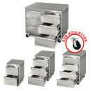 Meuble tiroirs inox sur roulettes profondeur 600 mm