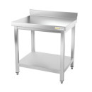 Table de travail inox avec étagère inférieure et dosseret profondeur 800 mm
