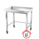 Table de travail inox sur roulettes avec renfort profondeur 800 mm