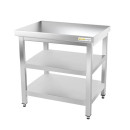 Table de travail inox avec 2 étagères inférieures profondeur 800 mm